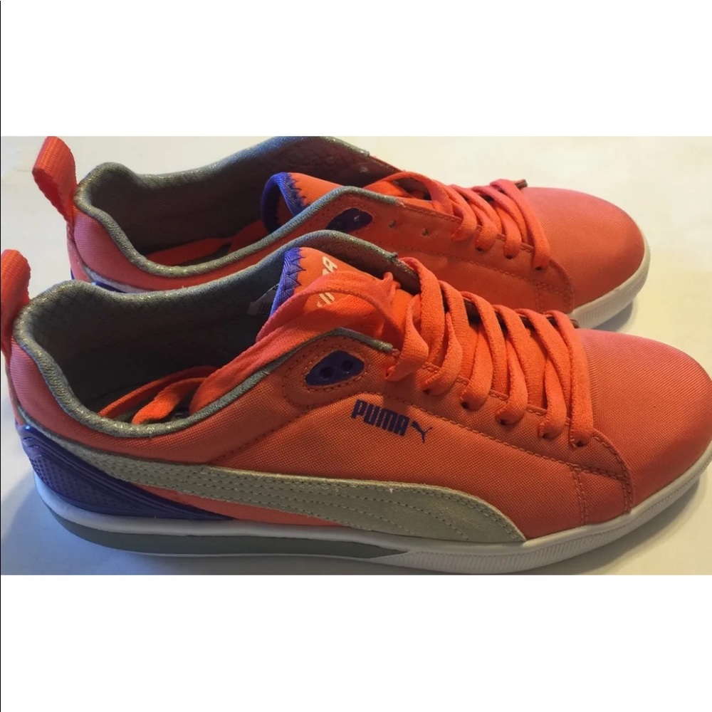 NEW Puma Canvas Women Sneaker Shoes Fuschia Orange Classic 5 Summer